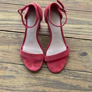 ALDO Red Suede Open-Toe Ankle-Strap Heels